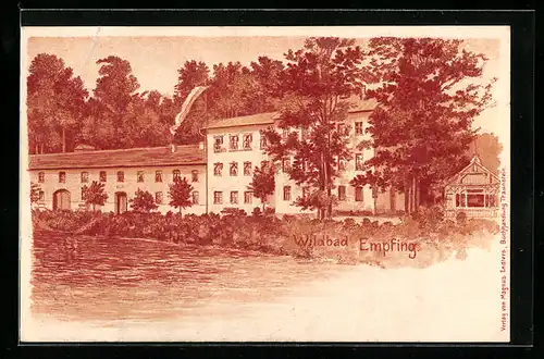 Lithographie Wildbad Empfing, Kurhotel