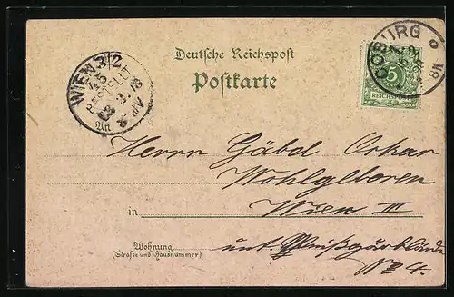 Lithographie Coburg, Veste bei Vollmond