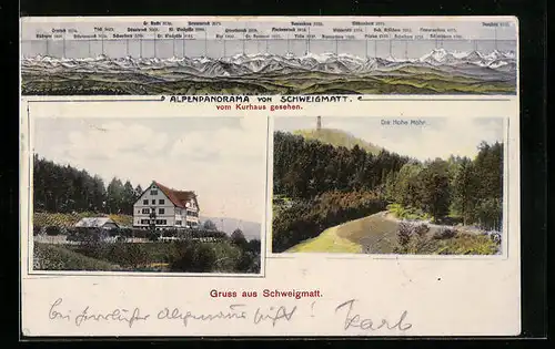 AK Schweigmatt, Kurhaus, Hohe Möhr, Alpenpanorama