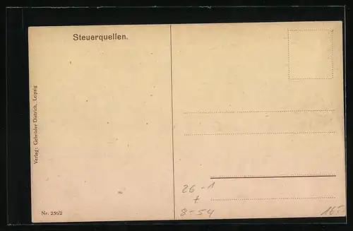 Künstler-AK Arthur Thiele: Wechselsteuer, Brief Steuerquellen