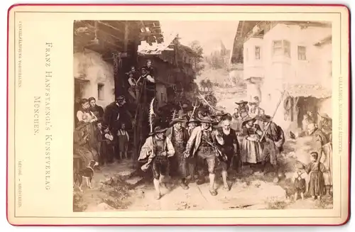 Fotografie Franz Hanfstaengl, München, Gemälde: Das letzte Aufgebot nach F. Defregger, Bauern mit Mistgabeln