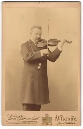 Fotografie Karl Blumenthal, Wildbad, Felix Meyer, kgl. Kammervirtuose (Geige)