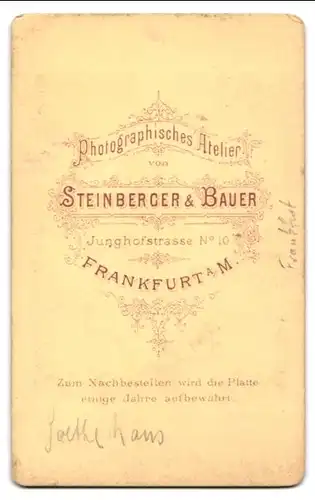 Fotografie Steinberger & Bauer, Frankfurt / Main, Ansicht Frankfurt / Main, alte Ansicht des Goethehaus