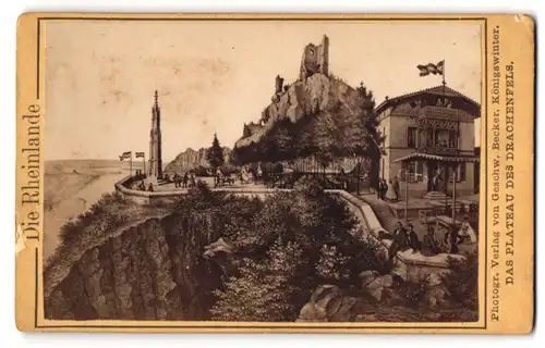 Fotografie Geschw. Becker, Königswinter, Ansicht Königswinter, Blick auf das Plateau des Drachenfels, Gasthaus