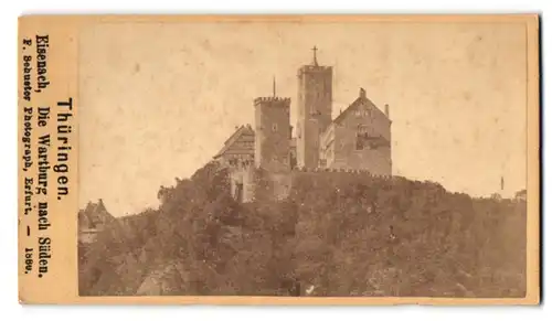 Fotografie F. Schuster, Erfurt, Ansicht Eisenach, Blick nach der Wartburg von Norden aus gesehen