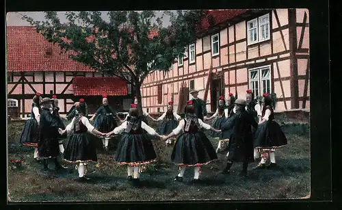 AK Schwälmer Ringelreihen, hessische Tracht