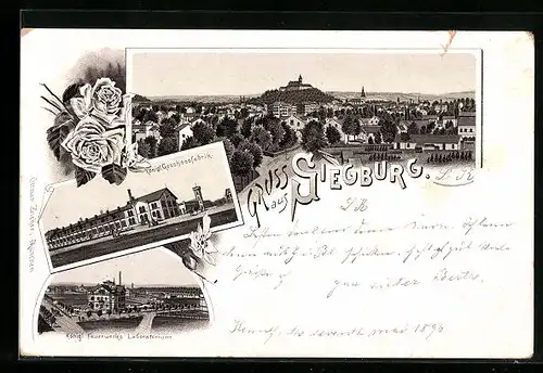 Lithographie Siegburg, Kgl. Feuerwerks-Laboratorium, Kgl. Geschossfabrik, Teilansicht