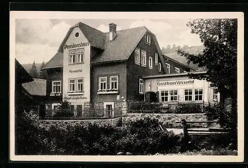 AK Vesser bei Schmiedefeld /Rennst., Pensionshaus Vessertal A. Kühn, Frontansicht