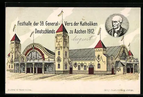 AK Aachen, Festhalle der 59. General-Vers. der Katholiken Deutschlands