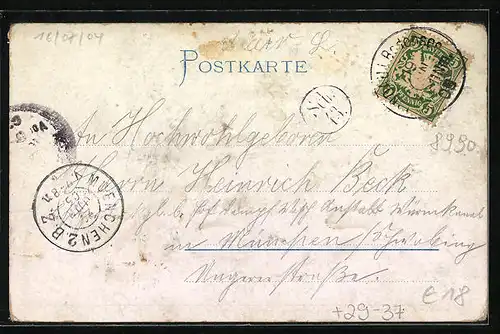 Passepartout-Lithographie Lindau, Partie am Hafen, Dampfschiff, Wappen