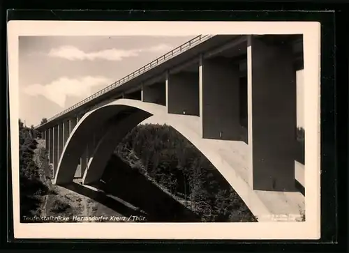 AK Hermsdorf /Thür., Teufelstalbrücke der Autobahn