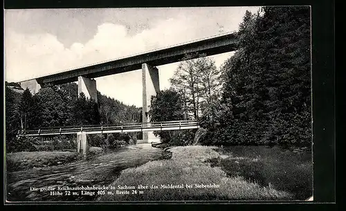 AK Die grösste Reichsautobahnbrücke in Sachsen über das Muldental