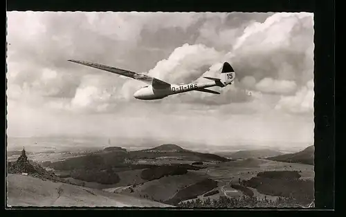 AK Segelflugzeug über den Gipfel der Rhön