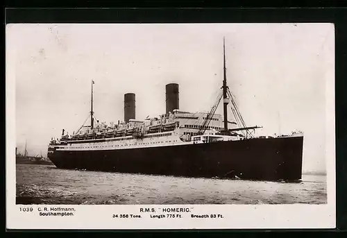 AK Passagierschiff R.M.S. Homeric in Küstennähe