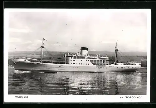 AK Passagierschiff S.S. Borodino in Küstennähe