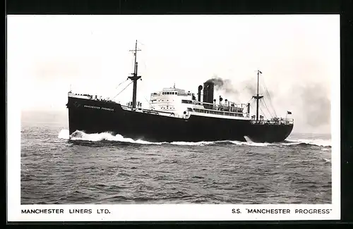 AK Handelsschiff SS Manchester Progress in Fahrt, Manchester Liners Ltd.