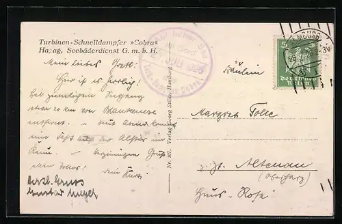 AK Passagierschiff Turbinen-Schnelldampfer Cobra