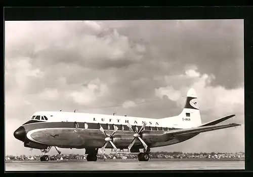 AK Flugzeug der Lufthansa Viscount 814 auf dem Landeplatz
