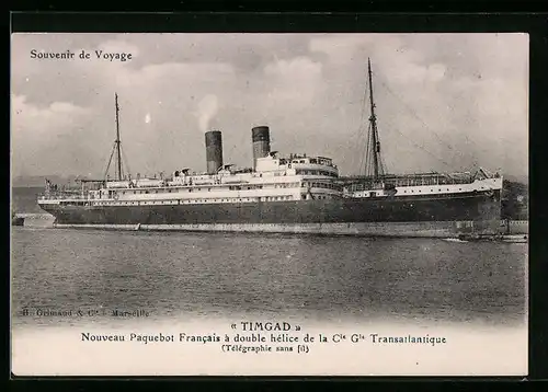 AK Passagierschiff Timgad, Nouveau Pacquebot Francais à double hélice de la Cie Gle Transatlantique