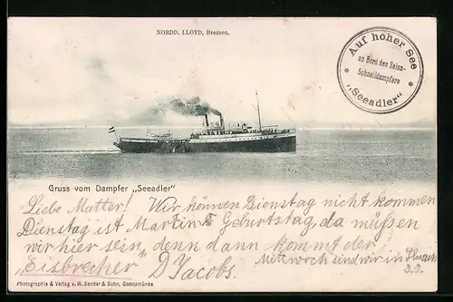 AK Dampfer Seeadler in Fahrt