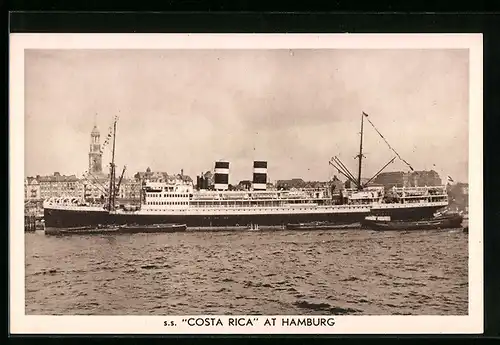 AK Passagierschiff S.S. Costa Rica im Hafen von Hamburg