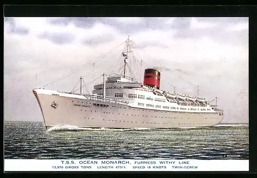 AK Passagierschiff TSS Ocean Monarch, Furness Withy Line