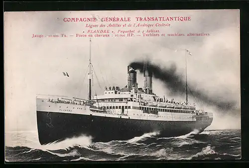 AK Passagierschiff Flandre, Copagnie Générale Transatlantique