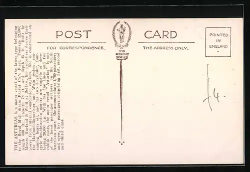 AK The Asturias Royal Mail Steam Packet Co.