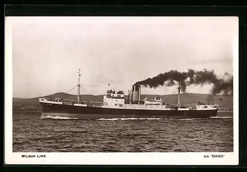 AK Handelsschiff SS Dago der Wilson Line auf See