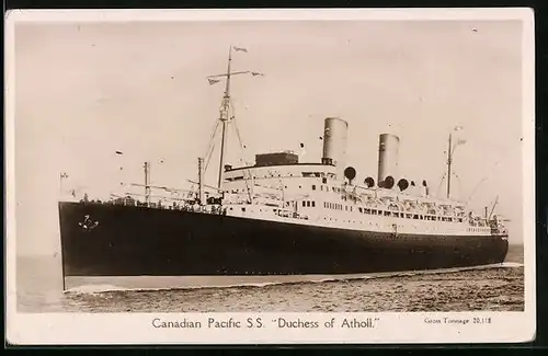 AK Passagierschiff SS Duchess of Atholl, Canadian Pacific