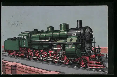 Künstler-AK sign. Teuteberg: Personenzuglokomotive der Bulgarischen Staatsbah