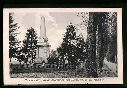 AK Vionville, Denkmal des Brandenburgischen Füs.-Regts. Nr. 35