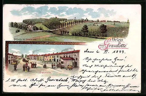 Lithographie Gravelotte, Schluch bei Gravelotte, Ortspartie