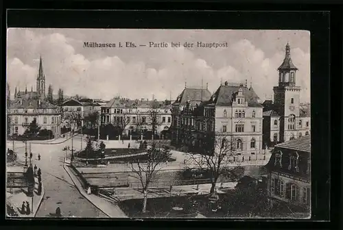 AK Mülhausen i. Els., Partie bei der Hauptpost