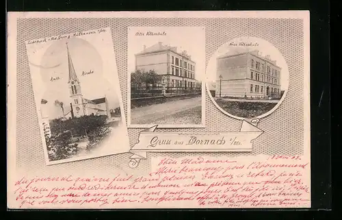 AK Dornach i. Els., alte Volksschule und neue Volksschule