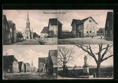 AK Raedersheim, O.-Els., Ortsansicht aus versch. Perspektiven