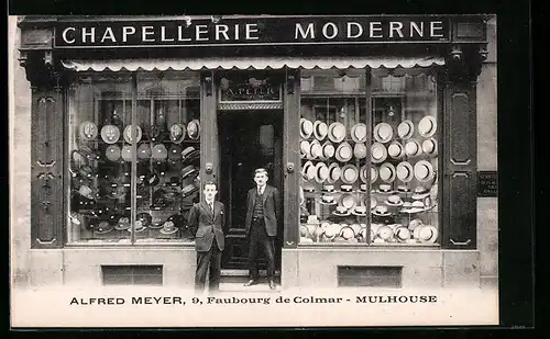 AK Mulhouse, Chapellerie Moderne, Alfred Meyer, 9, Faubourg de Colmar