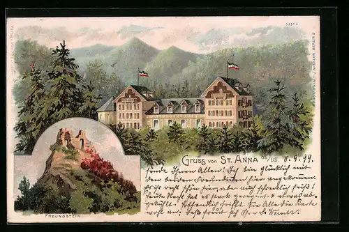 Lithographie St. Anna Ob. Els., Luftkurort bei Sulz, Inh. Wwe. Schuller