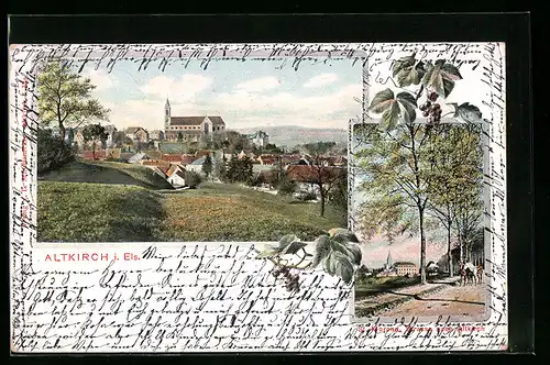 AK Altkirch i. Els., Ortsansicht und St. Morand, Strasse nach Altkirch