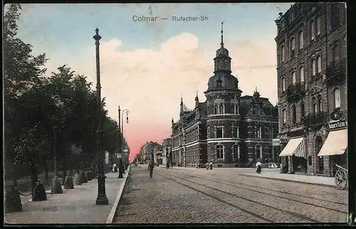 AK Colmar, Rufacher-Strasse mit Kaiser`s Kaffee-Geschäft