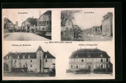 AK Bollwiller /Alsace, Château de Bollwiller, Château d`Argensohn, Grand`Rue