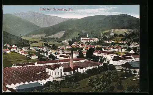 AK Bühl bei Gebweiler, Panorama mit Fabrik
