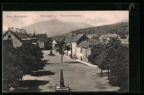 AK Sulz, Marktplatz mit Molkenrain und Hartmannsweilerkopf