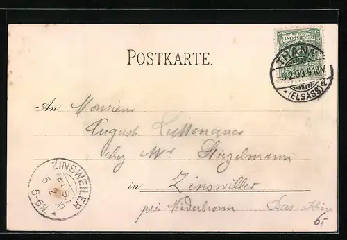 Lithographie Thann, L`Engelsbourg en 1600