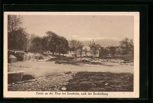 AK Sennheim, Partie an der Thur nach der Beschiessung