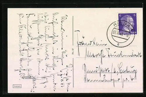 AK Riesa /Elbe, Bahnhof, Brandenburgerweg, Rathaus