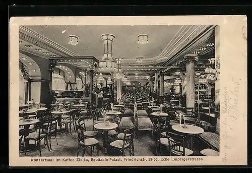 AK Berlin, Kaffee Zielka im Equitable-Palast, Friedrichstrasse Ecke Leipziger Strasse