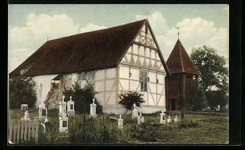 AK Undeloh /Lüneb. H., Kirche aus dem 12. Jahrhundert mit Kirchhof