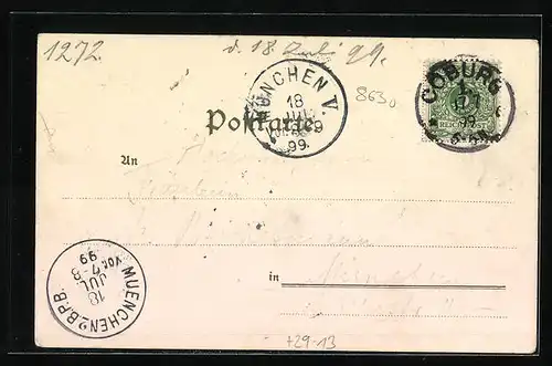 Winter-Lithographie Coburg, Veste Coburg