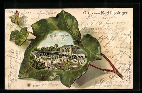 Passepartout-Lithographie Bad Kissingen, Konversationssaal im Weinblatt